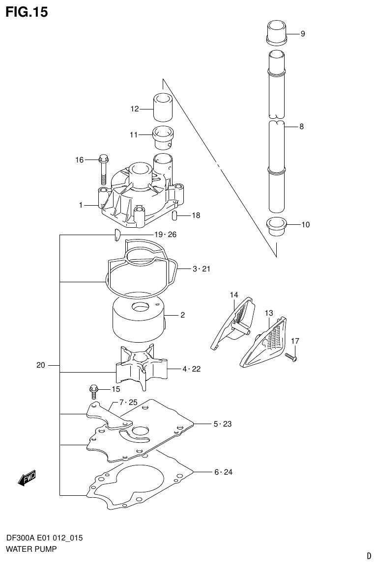 Suzuki DF300AP WATER PUMP (DF300A E40) parts diagram